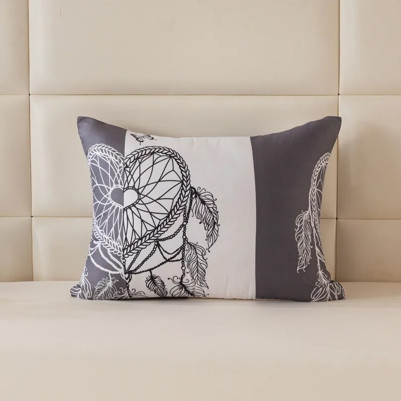 Poszewka na poduszkę z mikrofibry TIRSO 70x90 cm, szaro-biała