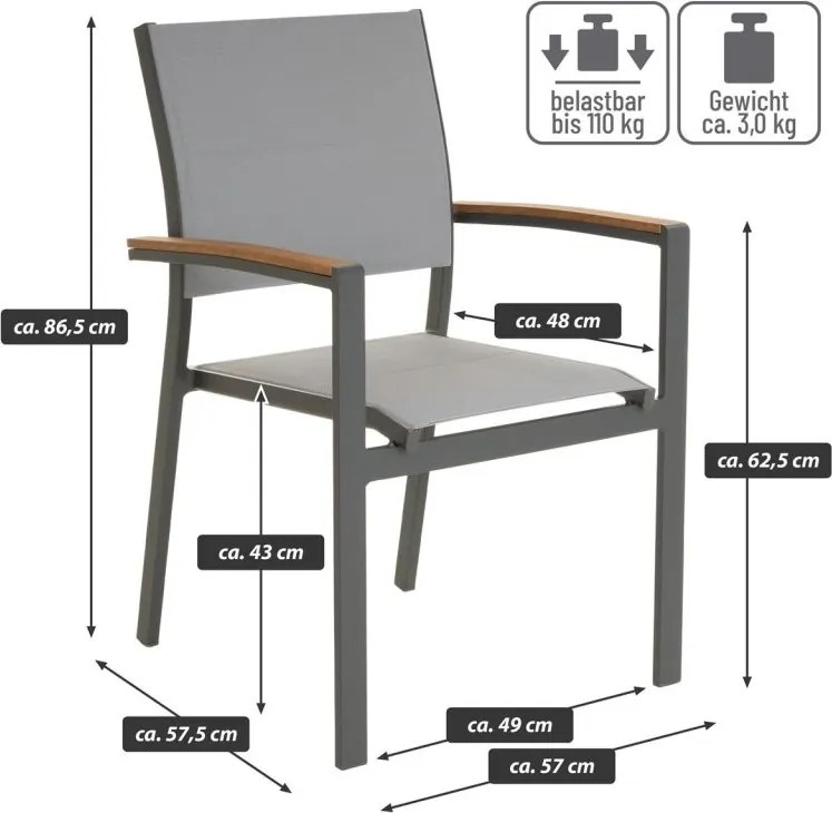 Zestaw ogrodowy stolik bistro i 2 krzeseła, szary