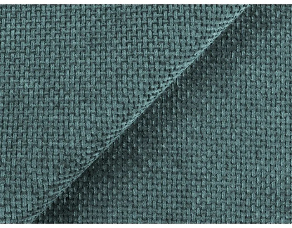 Niebieski narożnik rozkładany z tkaniny szenilowej ze schowkiem (prawostronny/z szezlongiem) Mele – Makamii