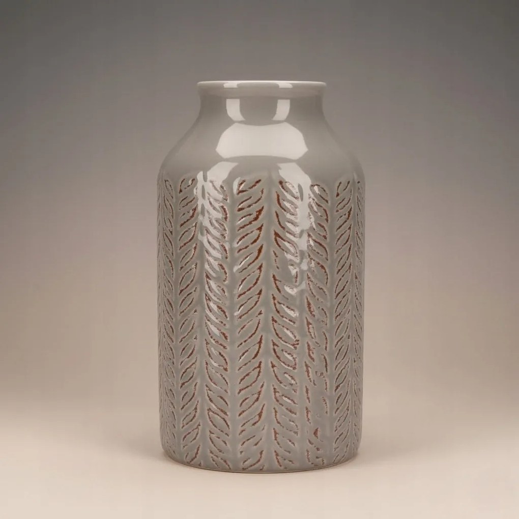 Osłonka Ceramiczna Szara 17 cm Nowoczesny Wazon zdobiony Elegancki wzór