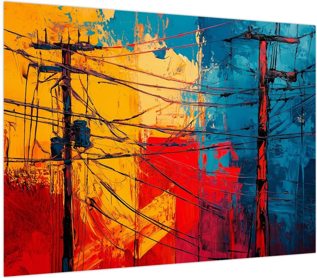 Obraz na szkle - Abstrakcyjne linie elektryczne (70x50 cm)