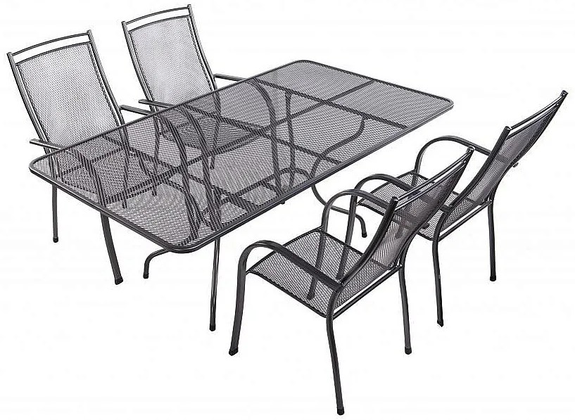 Metalowy zestaw ogrodowy PALMA I. 1 + 4 Stół prostokątny 145x90 cm (CT0309)