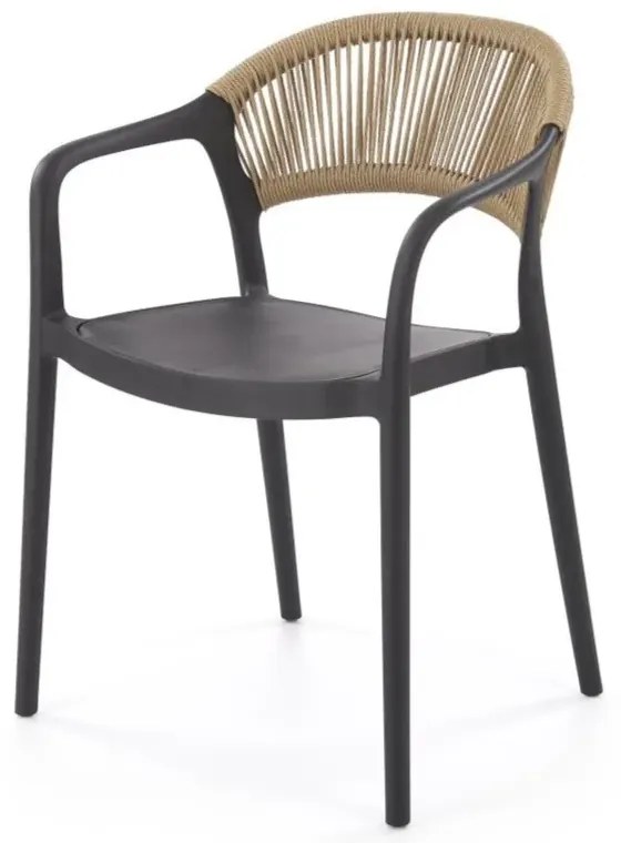 Krzesło K582 czarne/brązowe z tworzywa PVC HALMAR