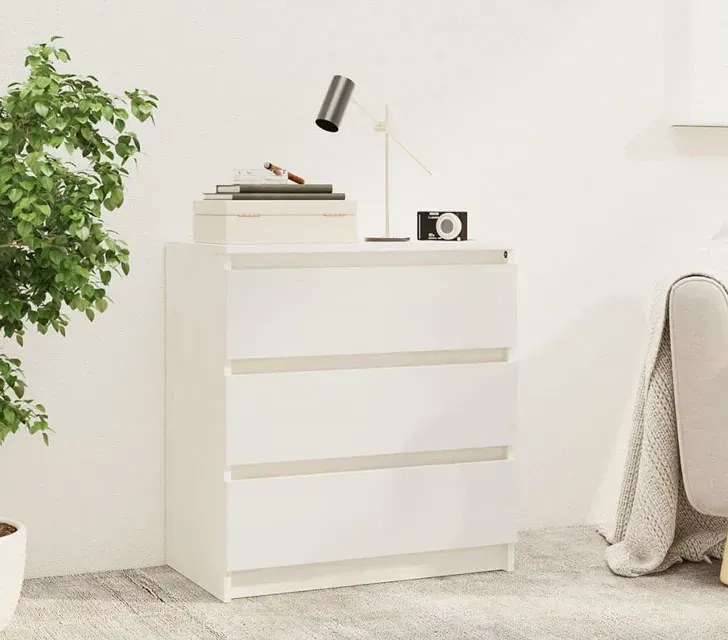 Biała sosnowa komoda z 3 szufladami C0-P41
