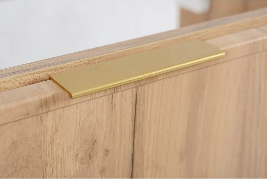 Szafka łazienkowa, dąb craft / dąb craft, uchwyt złoty, 160 ( 2 x 80) x 46 x 57 cm