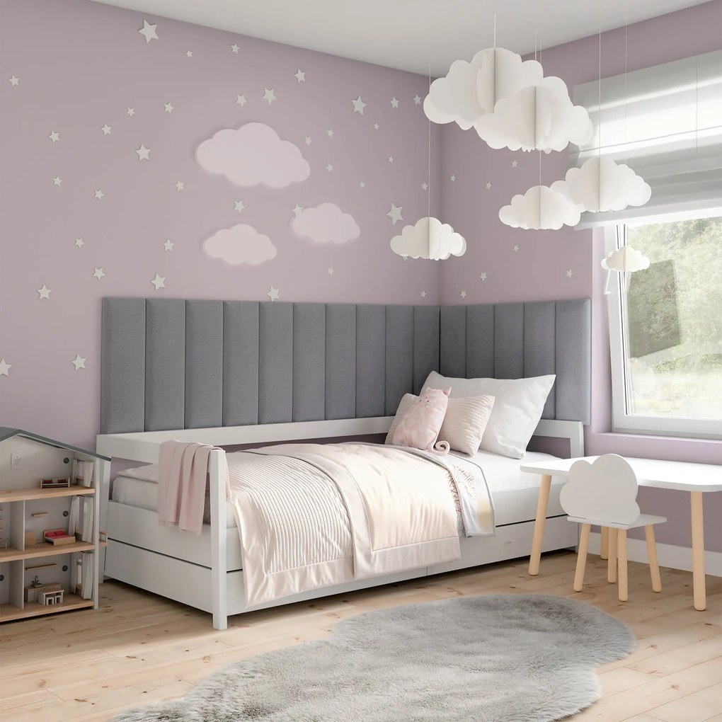 Tapicerowany panel ścienny QUADRATTA 20x60 cm - różne kolory Kolor: Jasnoszary