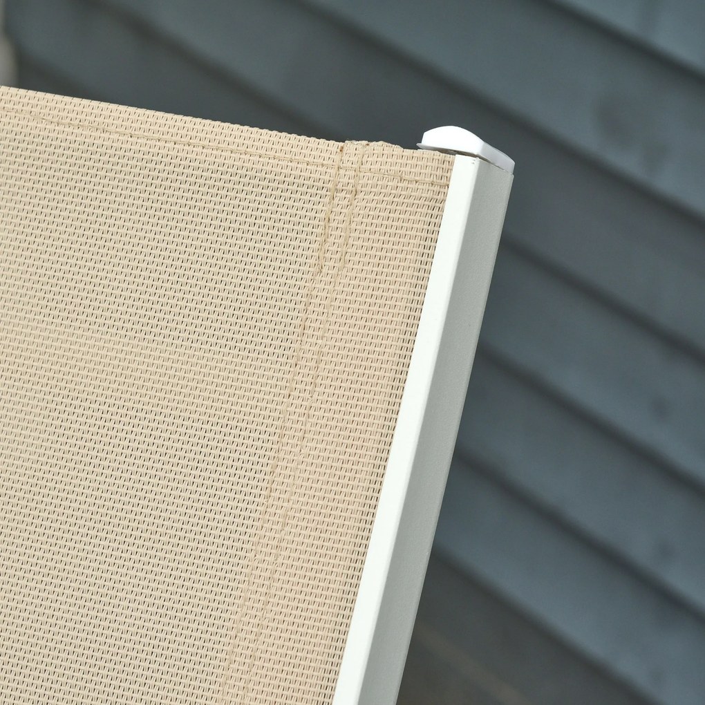 Outsunny Leżak Ogrodowy z 5-stopniową Regulacją Oparcia Kremowy Aluminium Wygodny 169x65x102cm | Aosom PL