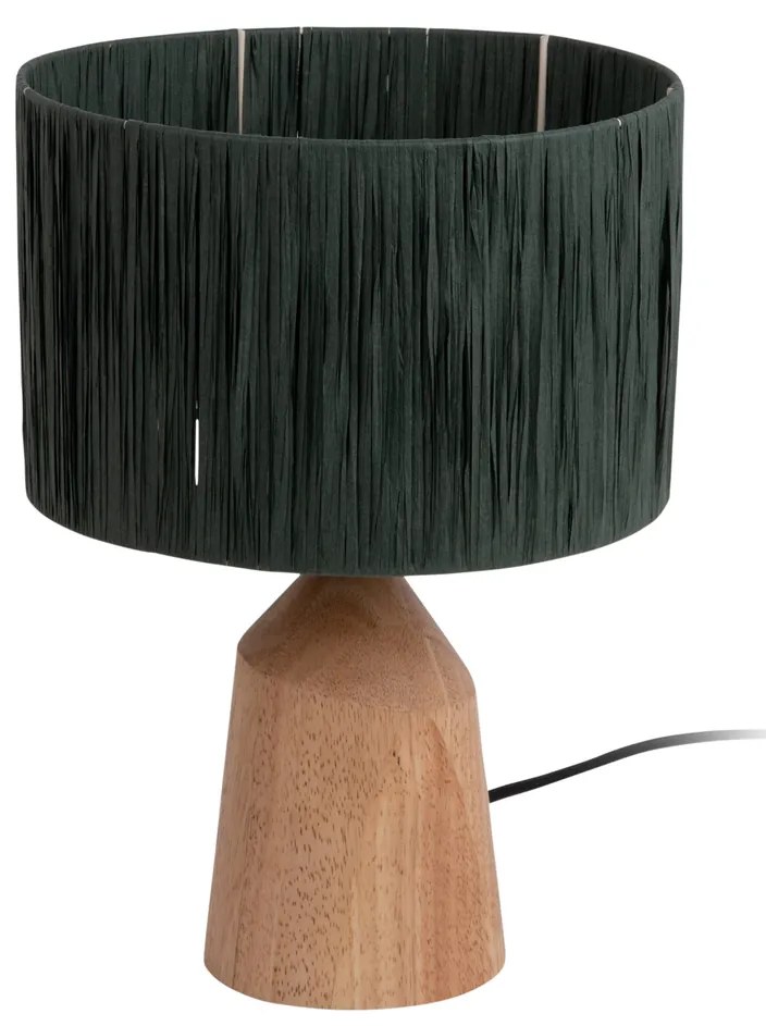 Lampa stołowa TRAPEZE z drewnianą podstawą, Ø 25 cm