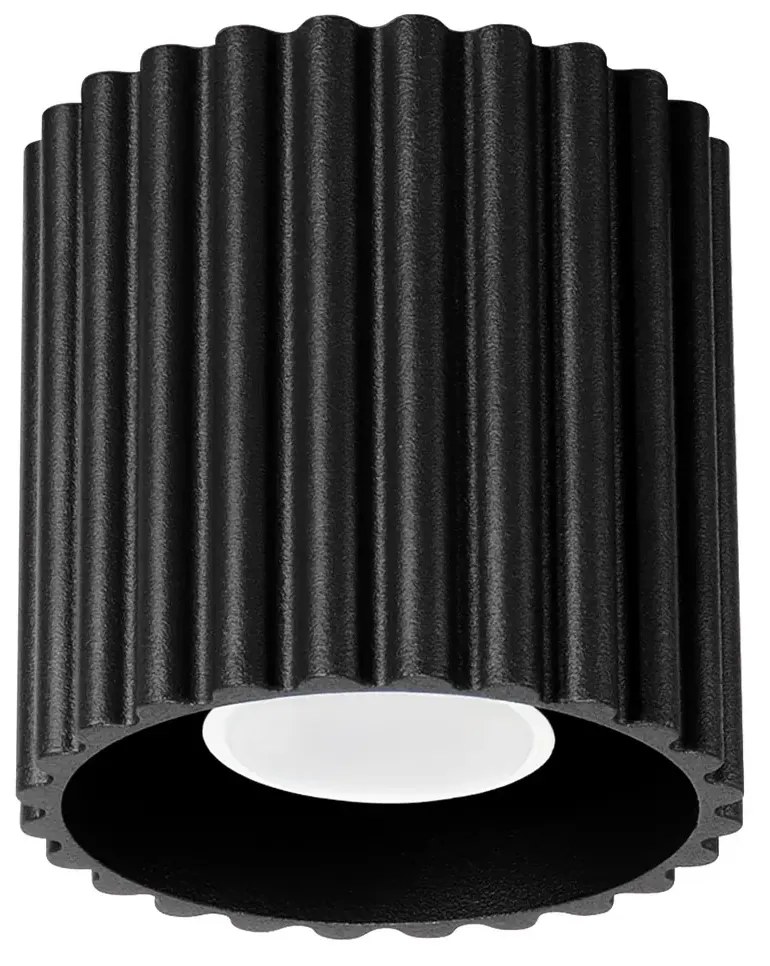 Plafon AURA 1 czarny GU10 ryflowany SOLLUX  LIGHTING