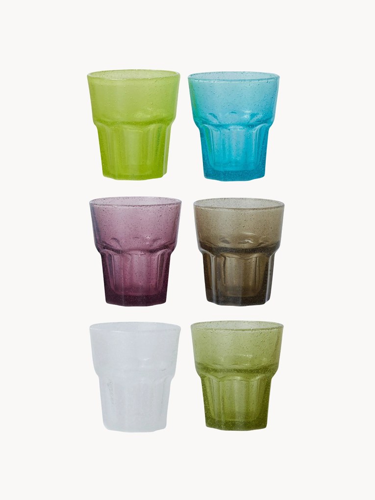 Handmade Water Glasses Mineral Made of Soda-lime Glass, Set of 6