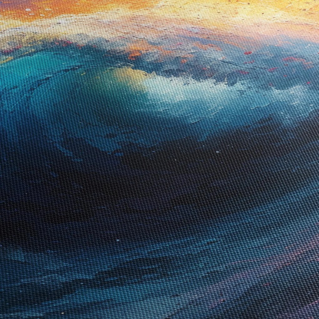 Obraz - Fala o zachodzie słońca (125x70 cm)