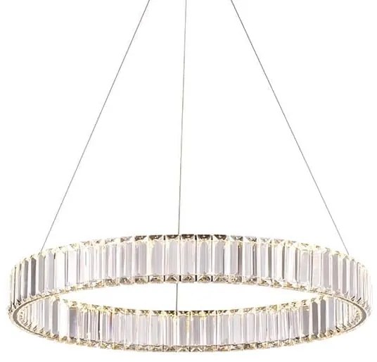 Żyrandol kryształowy, lampa wiszaca LED ring - Kikim Crystal Mosiądz -80cm