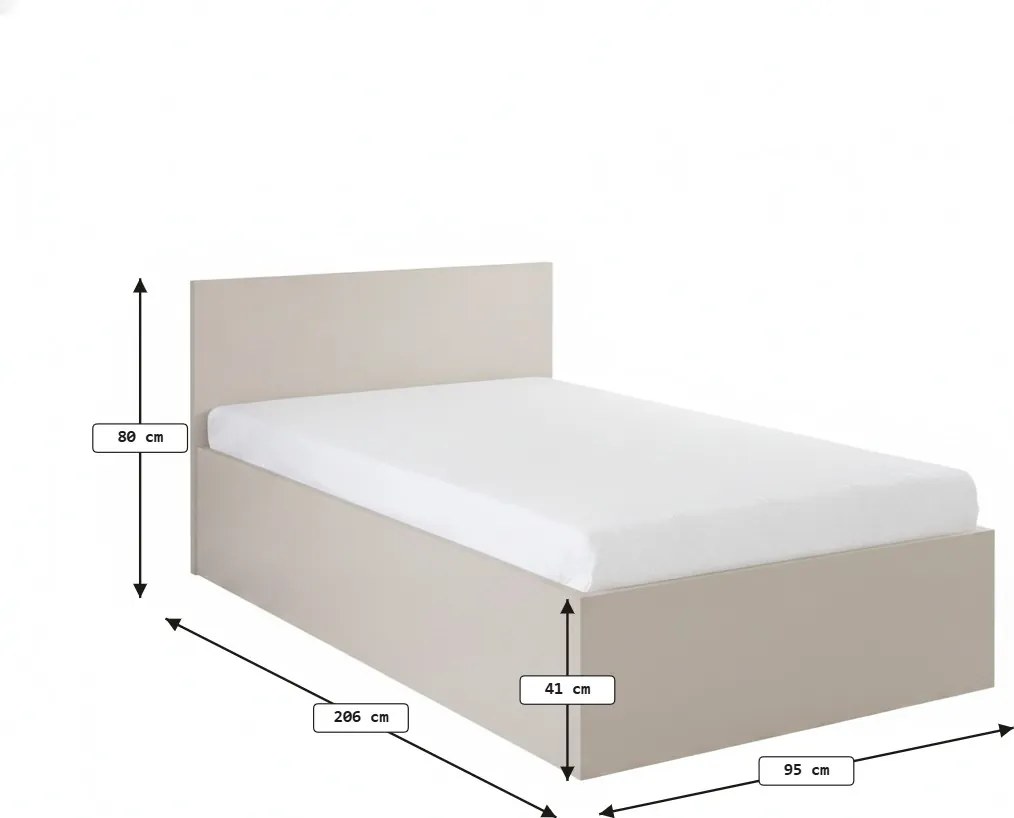 Łóżko SOFIA 90 x 200 cm, kaszmirowy beż Stelaż: Ze stelażem listwowym rolowanym elastycznym, Materac: Materac Deluxe 10 cm