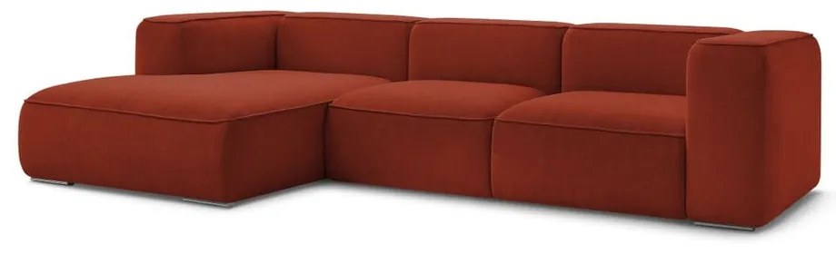 Ceglasty narożnik z materiału bouclé (lewostronny) Zephyr – Bobochic Paris