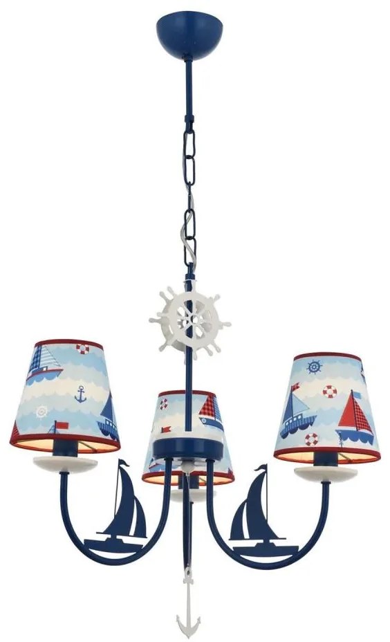 Dziecięcy żyrandol BOAT 3xE14/40W/230V niebieski