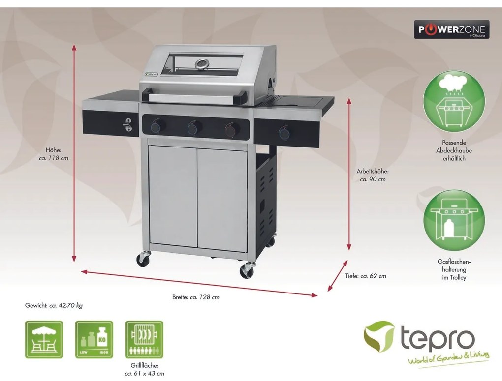 Tepro 3314 Grill gazowy Keansburg 3 SpecialEdition, 3 palniki, 128 x 62 x 118 cm
