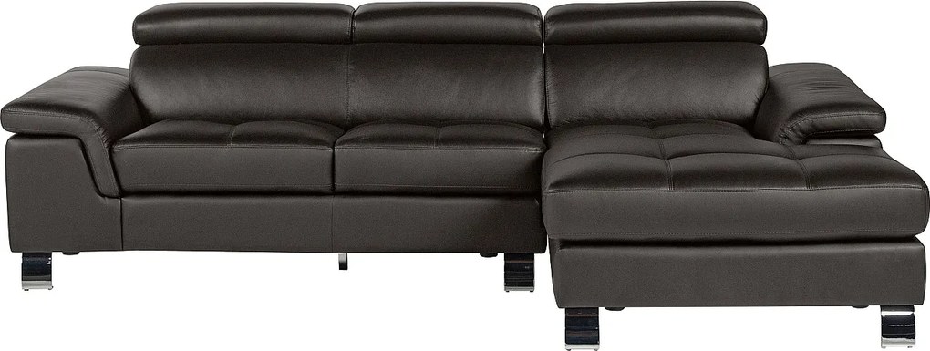 Kanapa narożna ze skóry MISHIMA - Brązowy - Narożnik prawostronny