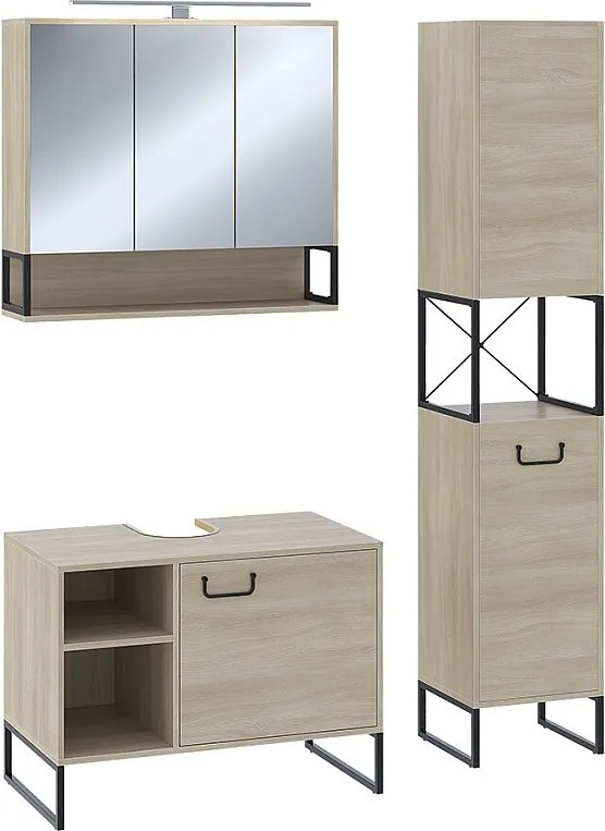 Zestaw mebli łazienkowych dąb/czarny 80x45.5x60 vionna