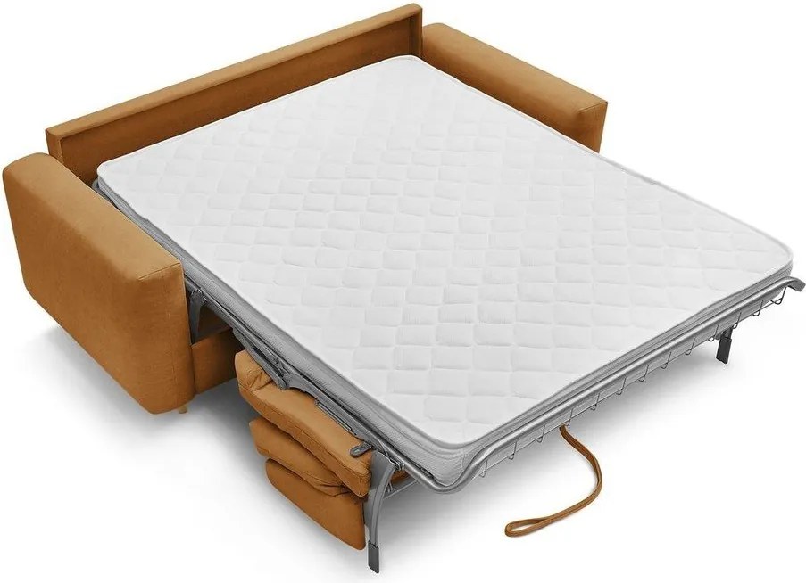 Musztardowa sofa do spania/rozkładana 220 cm Cocoone – Bobochic Paris