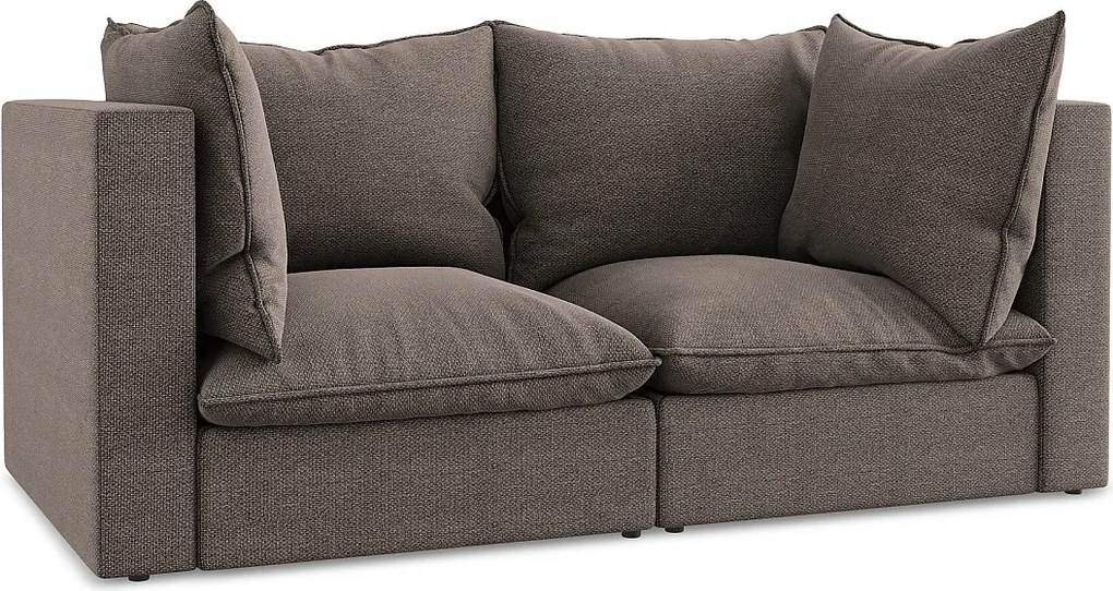 Modułowa sofa 2-osobowa - z tkaniny bouclé - czekoladowy - MANAO