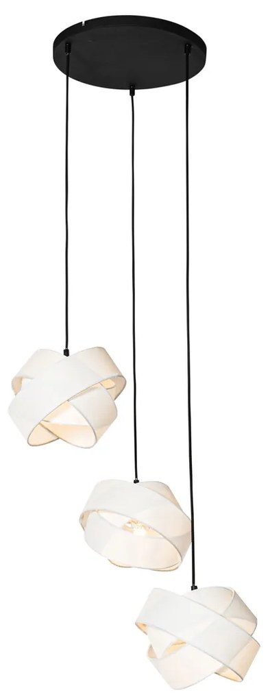 Nowoczesna lampa wisząca biała 3-światłowa - Cloth Nowoczesny Oswietlenie wewnetrzne