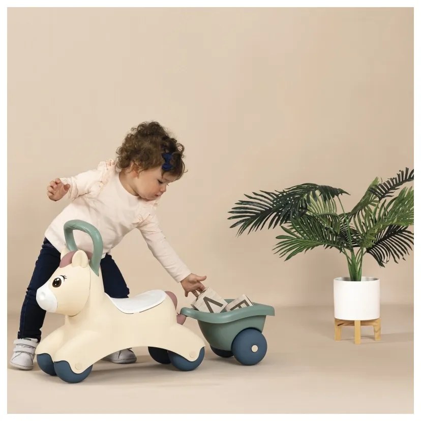 Smoby little pierwszy jeździk pony ride-on kucyk z przyczepką