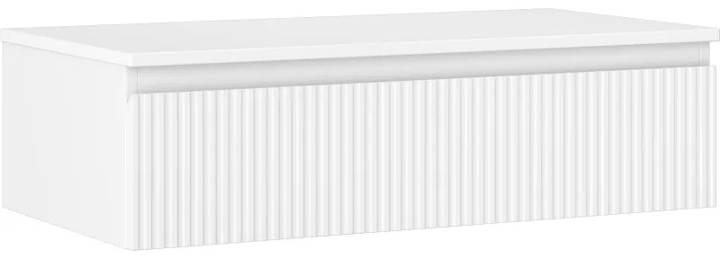 Mexen Rivel szafka łazienkowa podumywalkowa 90 cm z blatem, 1 szuflada, ryflowana , biała mat - 91A20-09023-1-BFC01