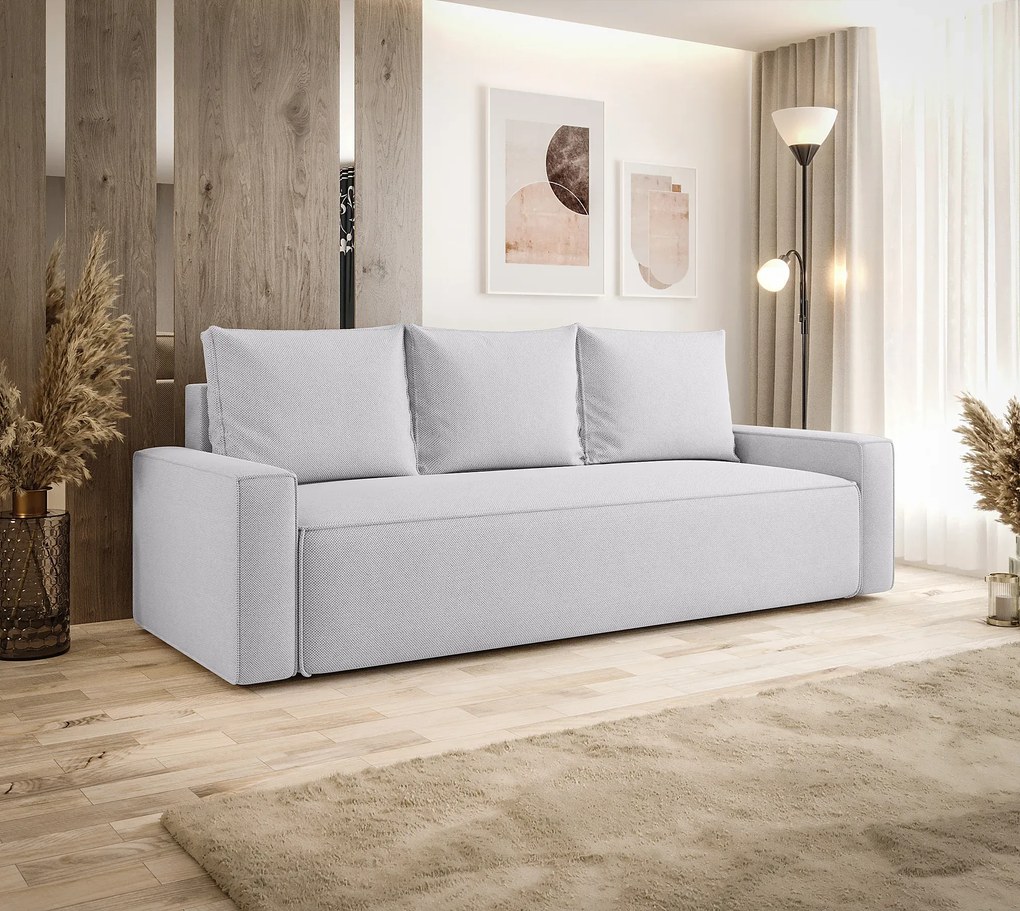Jasnoszara sofa z pojemnikiem na pościel N8-D35