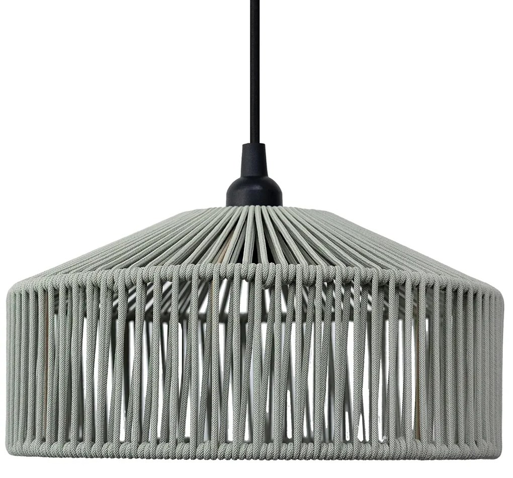 Zewnetrzna Lampa wisząca w stylu bohemy zielony sznur IP44 - CalabardinaBoho Oswietlenie zewnetrzne