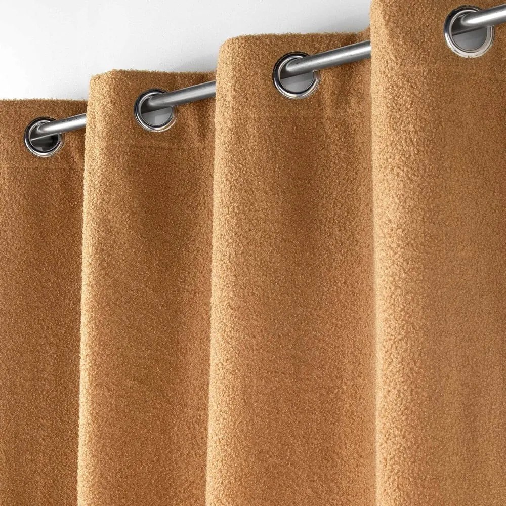 Brązowa zasłona z materiału bouclé 140x240 cm Wooly – douceur d'intérieur