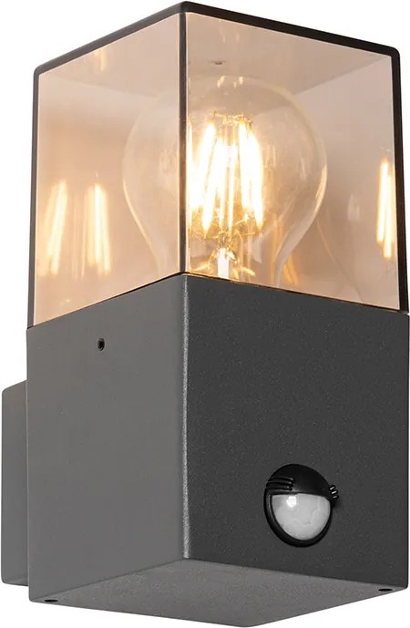 Lampa ścienna zewnętrzna ciemnoszara z czujnikiem ruchu IP44 - Denmark