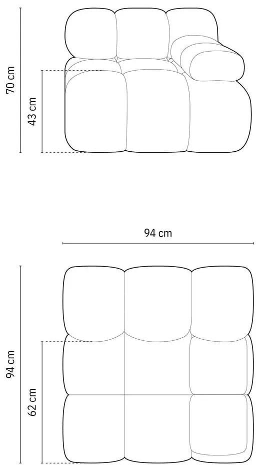 Pomarańczowy moduł sofy z materiału bouclé (prawostronny) Bellis – Micadoni Home
