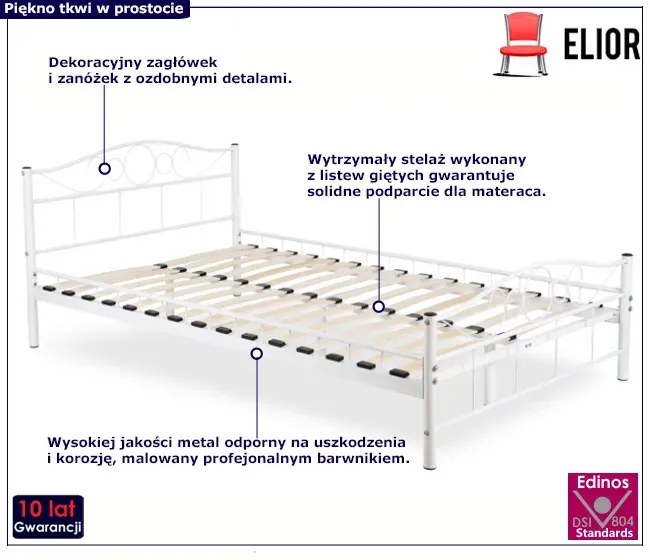 Białe metalowe łóżko z zagłówkiem 120x200 Zevi