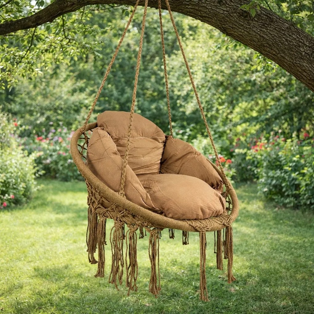 Fotel wiszący Nestio MAS-RHC-003, bocianie gniazdo do domu i ogrodu, kolor brązowy