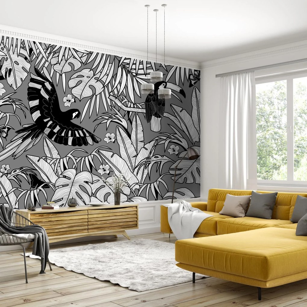 Fototapeta - Czarno - biała dżungla (196x136 cm)