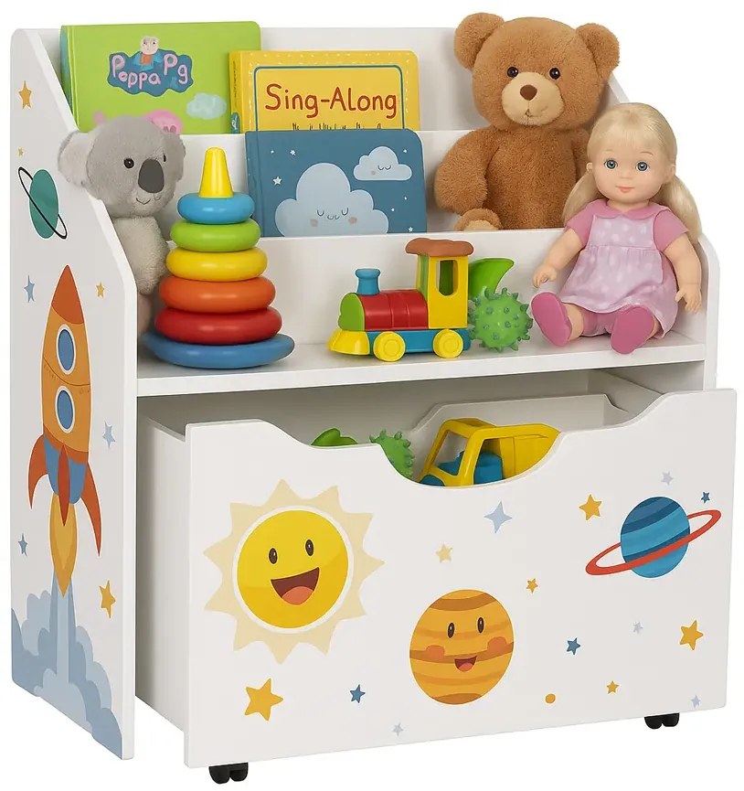 Skandynawski regał dziecięcy na książki z szufladą C5-P12