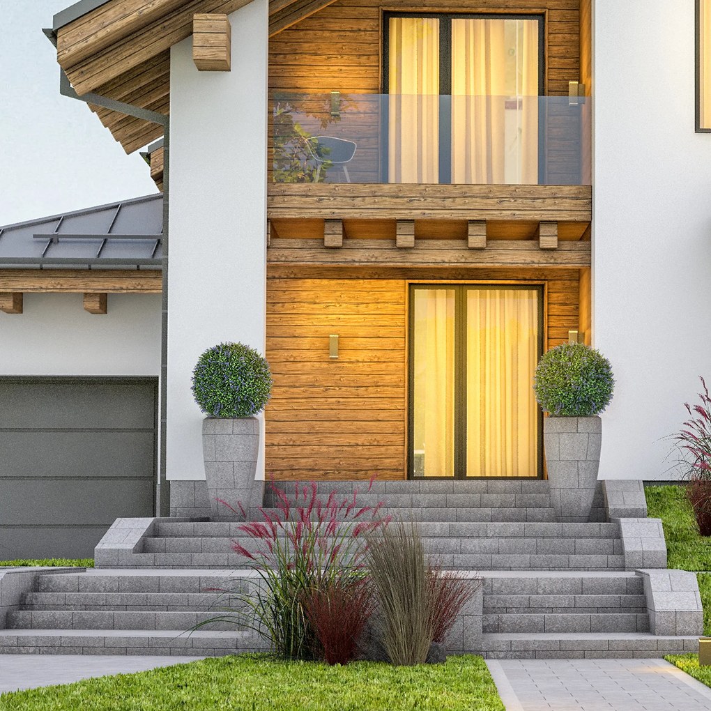 HOMCOM Zestaw 2 Sztucznych Roślin w Kształcie Kulki, UV-odporne, Sztuczne Rośliny do Domu i na Zewnątrz, 42 cm, Zielony+Fiolet