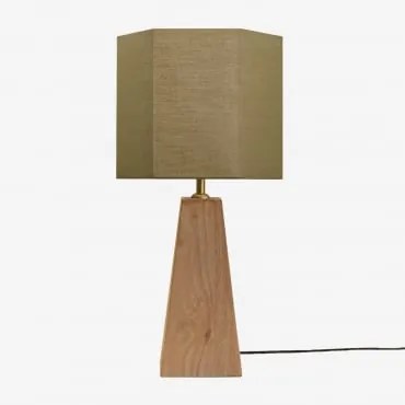 Lampa Stołowa Z Drewna Mango Taraua Drewno Mango & Sage Green Ø30 Cm Tenerife - Sklum