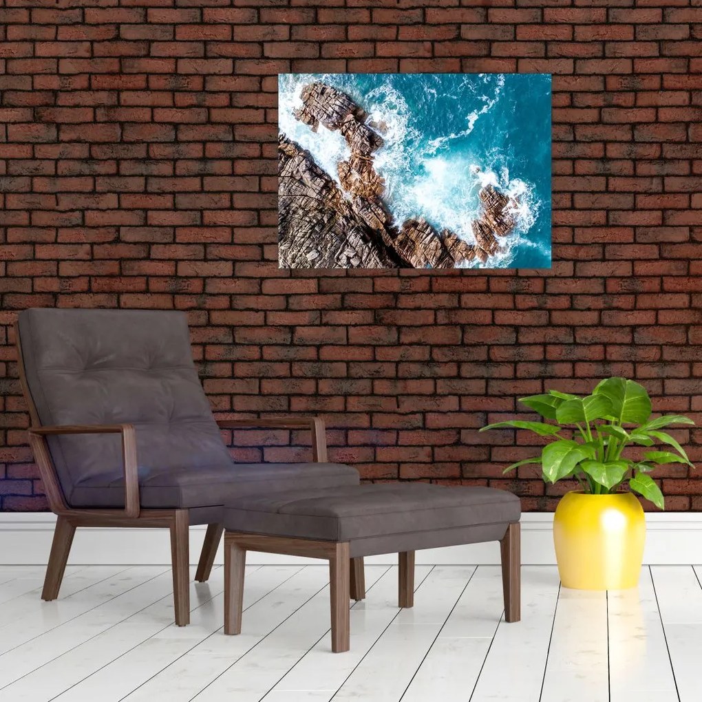Obraz na szkle skał i morza (70x50 cm)