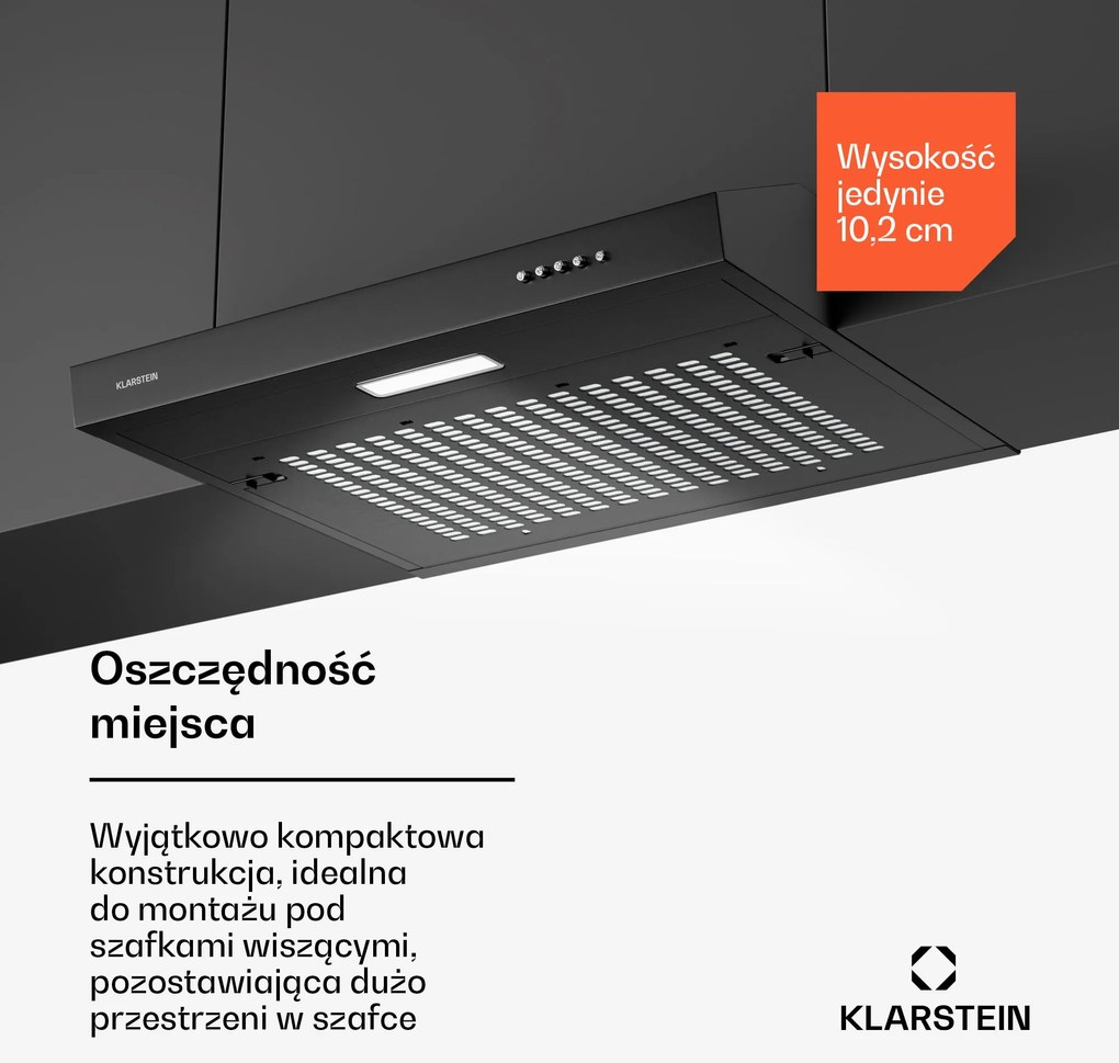 Klarstein SlimVent 60 Black okap kuchenny zapewniający świeże powietrze w kuchni