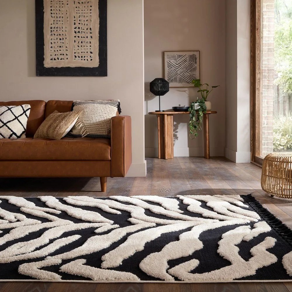 Czarno-biały dywan 200x300 cm Esra Zebra – Flair Rugs