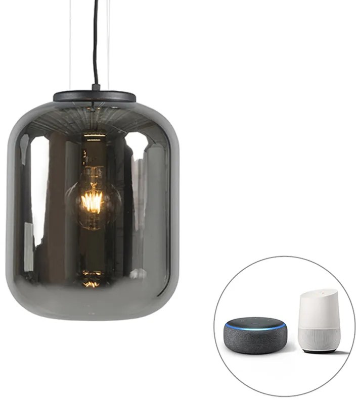 Inteligentna lampa wisząca czarna z przydymionym szkłem włącznie z WiFi A60 - Bliss Retro Oswietlenie wewnetrzne