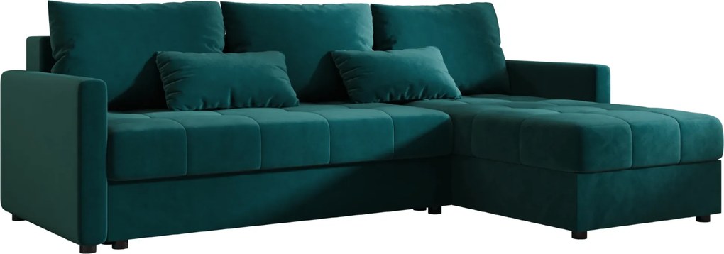 Rozkładana dwustronna narożna sofa do L VENORIA 220x143 cm, naftowy + 2 poduszki GRATIS