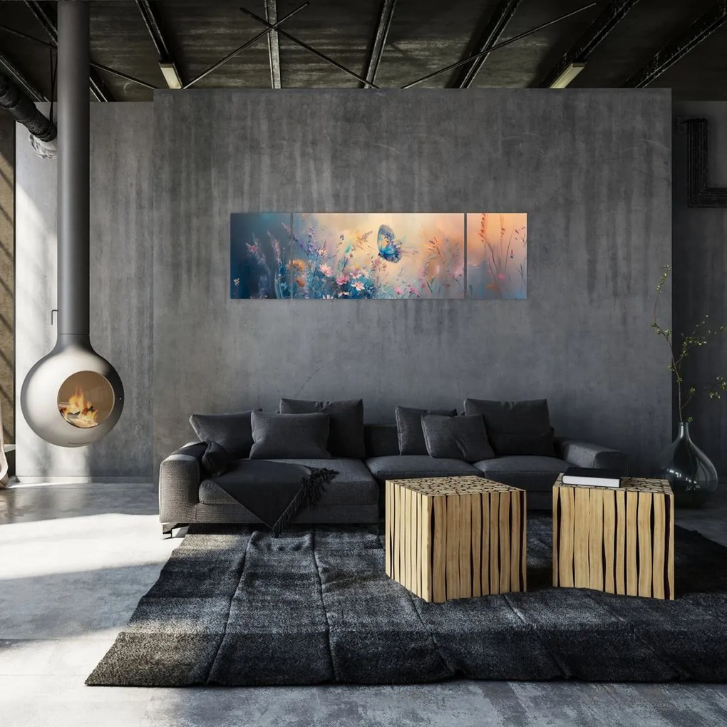Obraz - Łąka z motylem (170x50 cm)