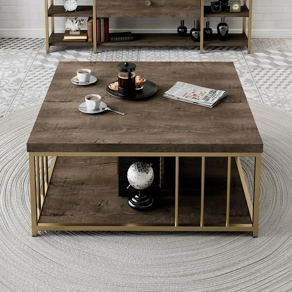 Stolik konferencyjny Zenn Walnut and Gold
