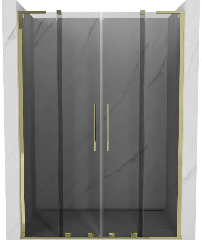 Mexen Velar L Duo drzwi prysznicowe rozsuwane 160 cm, grafit, złote - 871-160-003-42-50