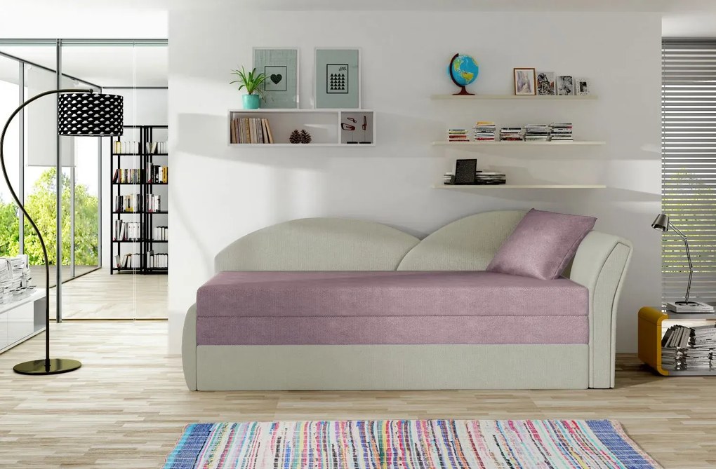 Sofa rozkładana z funkcją spania AGA jasnoszara/różowa prawa ELTAP