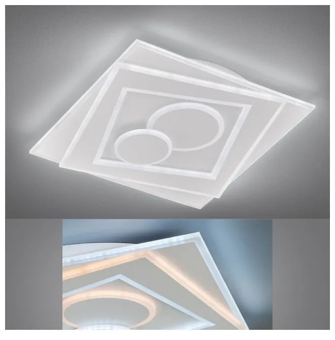 Biała metalowa lampa sufitowa LED ze zdalnym sterowaniem i ściemniaczem 50x50 cm Ratio – Fischer &amp; Honsel