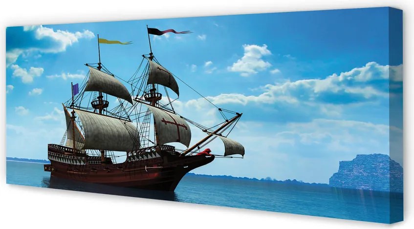 Obraz na płótnie Statek wśród Morskich Fal