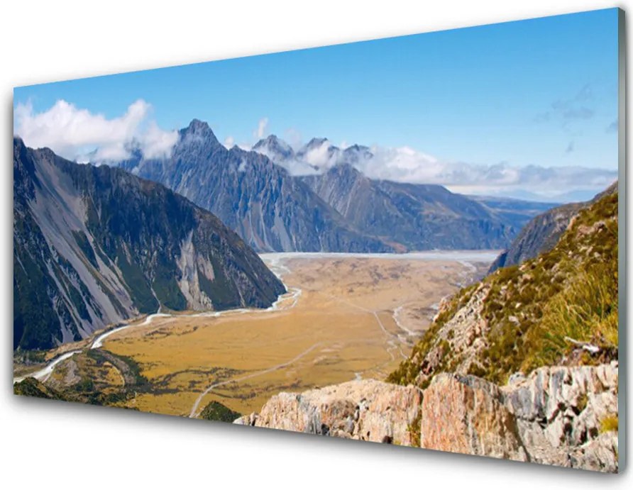 Szkło do Kuchni na Ścianę Malowniczy Pejzaż Górskiej Doliny